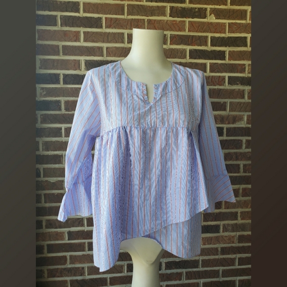 Dana Layered Cotton Striped Top - Picture 1 of 5